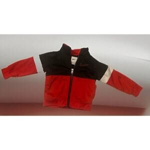 Nike Red Black And White Zip Up Jacket With 2 Side Pockets 18 Months